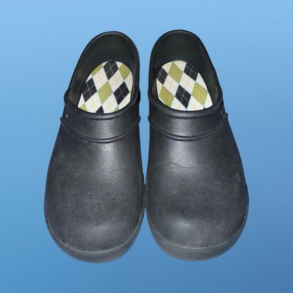 Crocs Neria Pro Black Dual Comfort Clogs Plaid Insoles Size W 9 - Picture 8 of 11